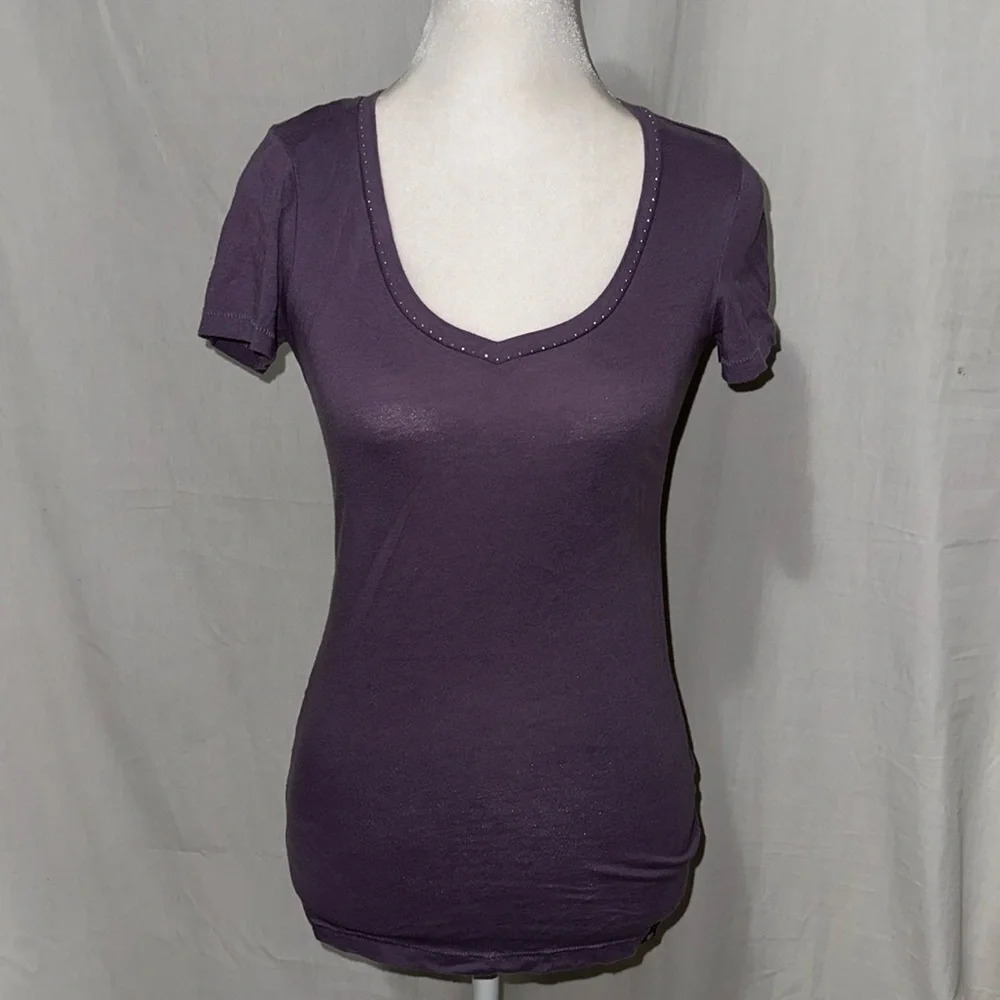 purple jeweled Victoria's Secret v neck tshirt size small
